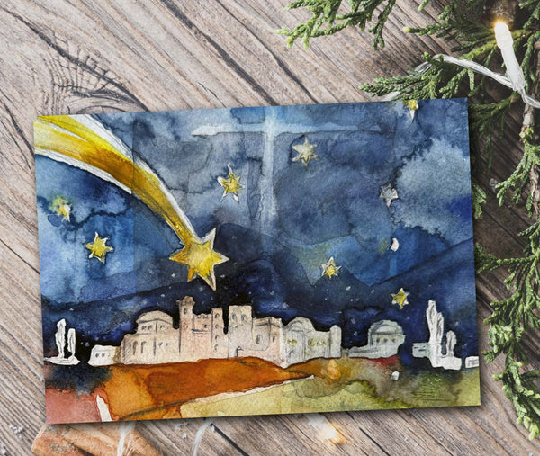 Bethlehem - Motiv von Simone Riedel (12 Postkarten Weihnachten)